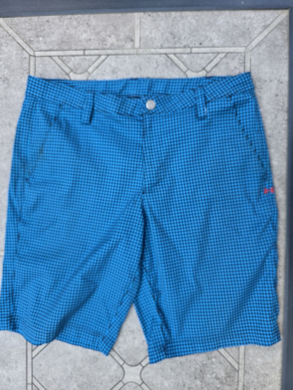 Under Armour Men's Plaid Golf Shorts Size 36 Blue Gingham.